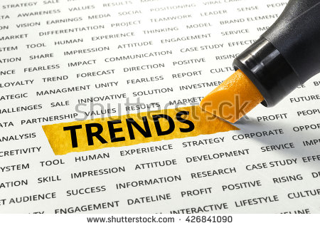 stock photo word trends highlighted with marker on paper of other related words business success concept 426841090